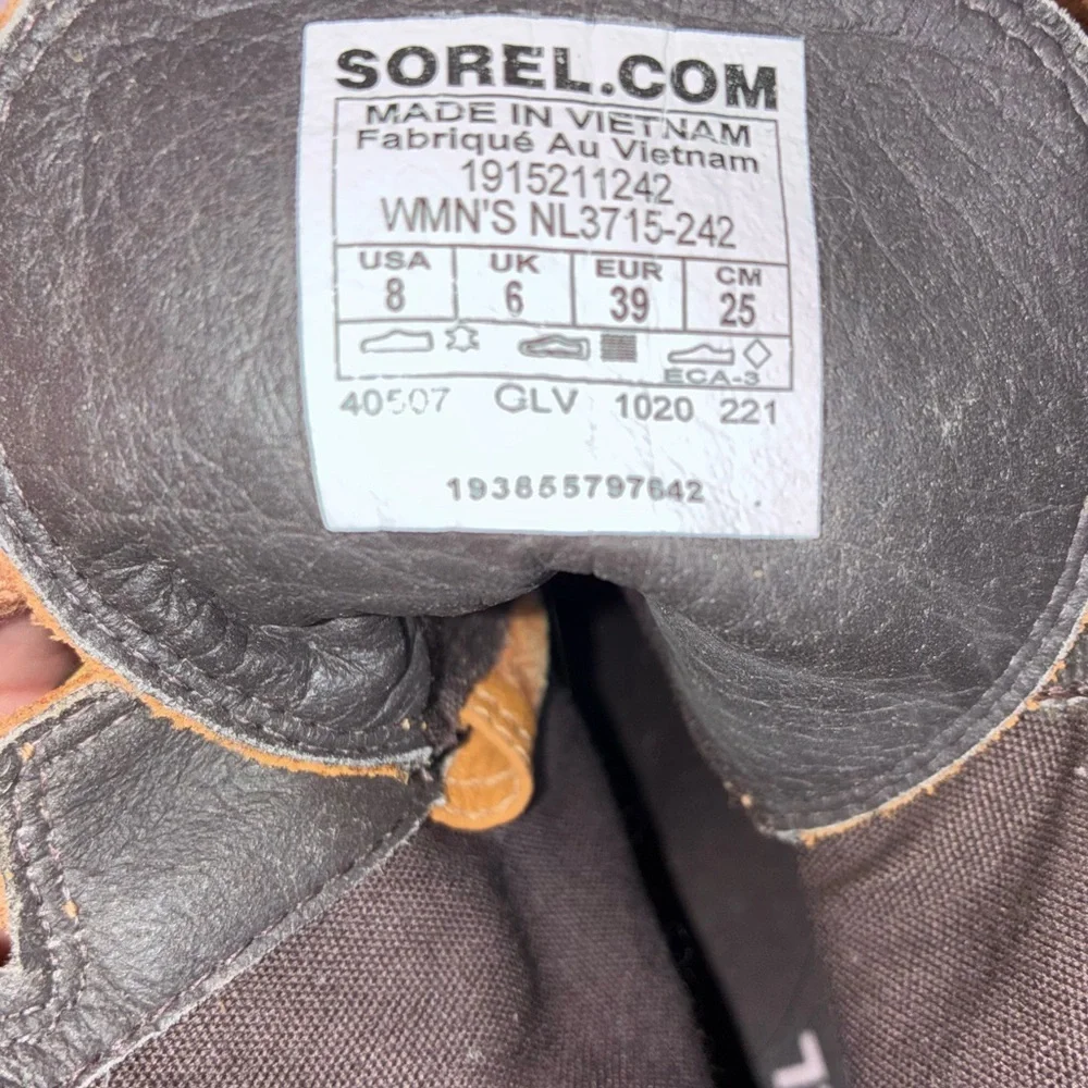 SOREL Women's Cate Lace Bootie Waterproof Leather Rain Boot in Brown Size 8